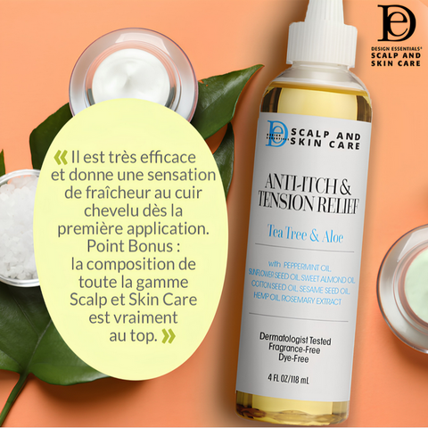 DESIGN ESSENTIALS SCALP CARE ANTI-ITCH & TENSION RELIEF HUILE ANTI-DEMANGEAISON 4 OZ
