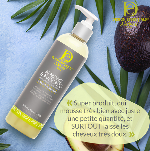 DESIGN ESSENTIALS SHAMPOING ALMOND & AVOCADO 12 OZ