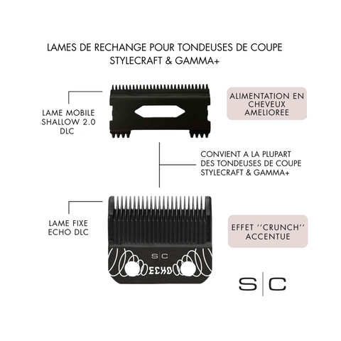 SC STYLECRAFT SET ECHO & SHALLOW TOOTH BLADES LAMES FIXE & MOBILE TONDEUSE DE COUPE